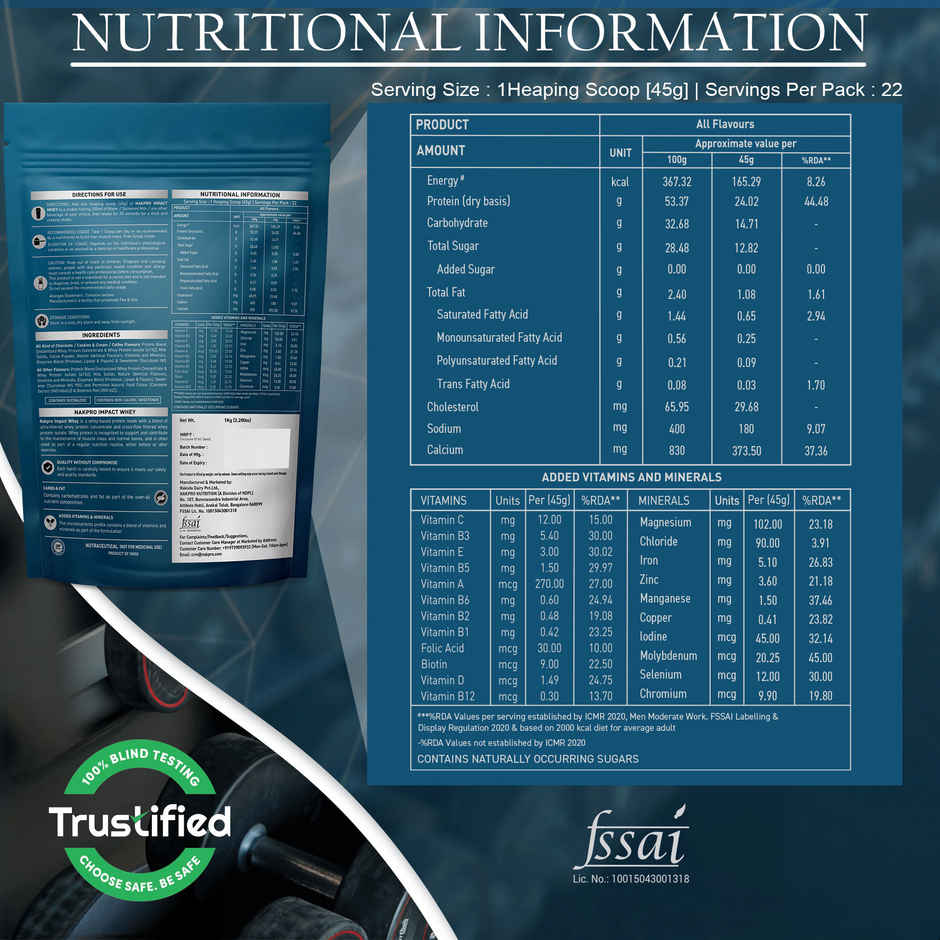 NAKPRO Impact Whey Protein blend |Isolate & Concentrate|Trustified Certified | Chocolate
