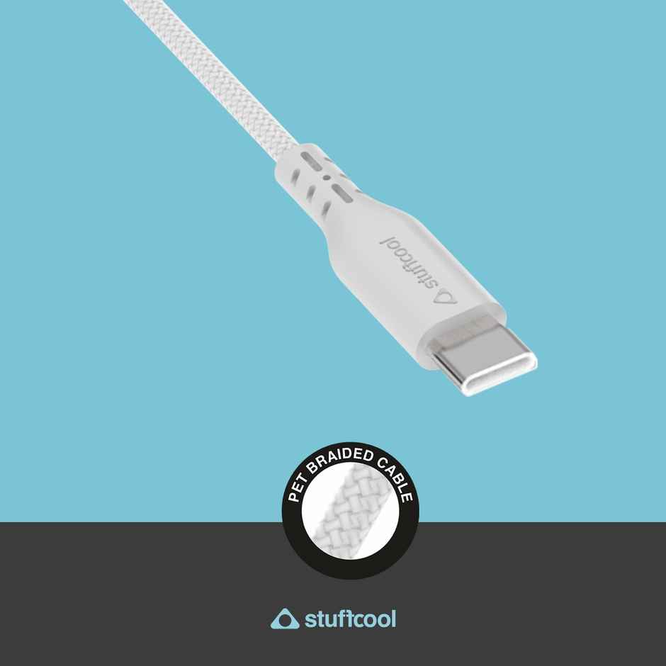 Stuffcool Alto USB Cable - White | PET Braided | Long Strain Relief