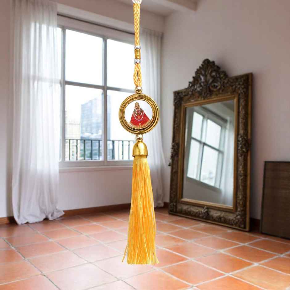 Divine Vibes Round Shape Rotational Dual Side Khatushyam Ji Decorative Car Hanging