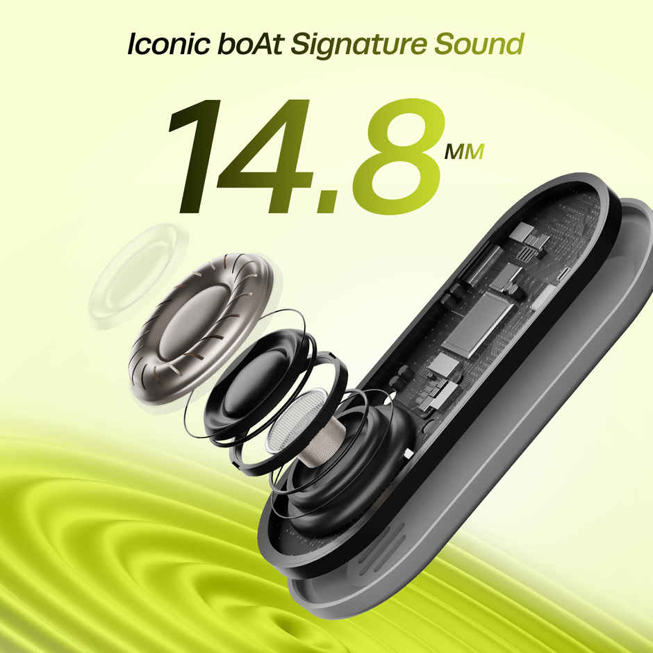 boAt Rockerz 261 Pro BT Neckband Air Conduction Tech,14.8mm Drivers & Dual Mic AI-ENx(Lazer Lime)