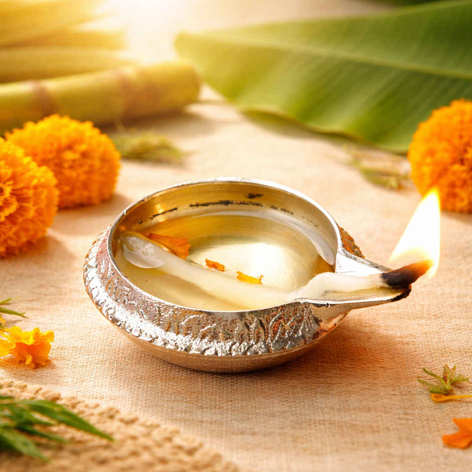 Brass Kuber Diya for Pooja | Aksharveda