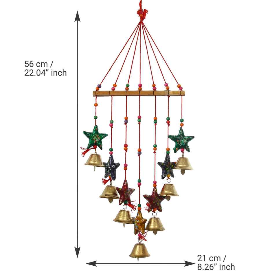 eCraftIndia Handcrafted Decorative Colorful Stars Wall/Door/Window Hanging Bells