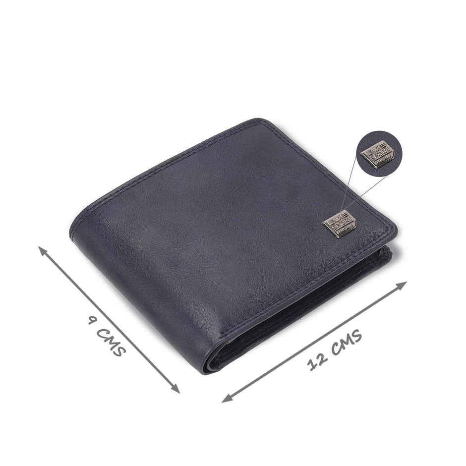 Lavie Sport Men's Solid Faux Leather Bi-Fold Wallet | Navy | (12 x 1.6 x 9 cm)
