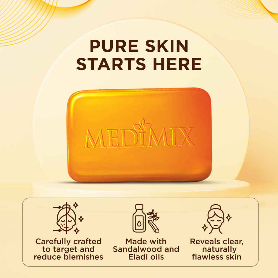 Medimix Sandal Ayurvedic Bathing Soap Enriched with Sandal & Eladi Oil for Skin Blemishes