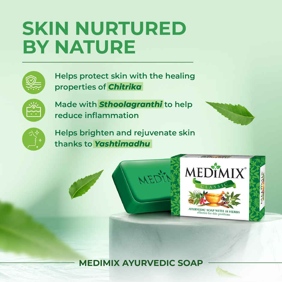 Medimix Classic Ayurvedic Traditionally Made Soap with 18 Herbs