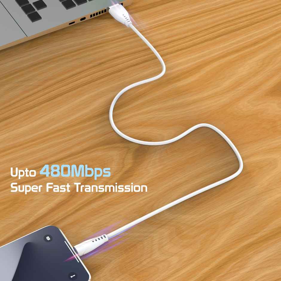 Aroma Electronic UC11 - 2.4 Amp USB-A to Micro USB | 1 m Fast Charging Data Cable | White