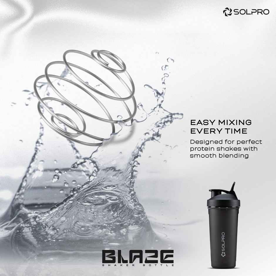 Solpro Blaze Shaker Bottle | Black | BPA Free | 800 ml