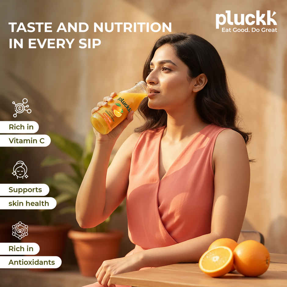 Pluckk Cold Pressed Extracted Valencia Orange Juice | No Preservatives | No Added Sugar