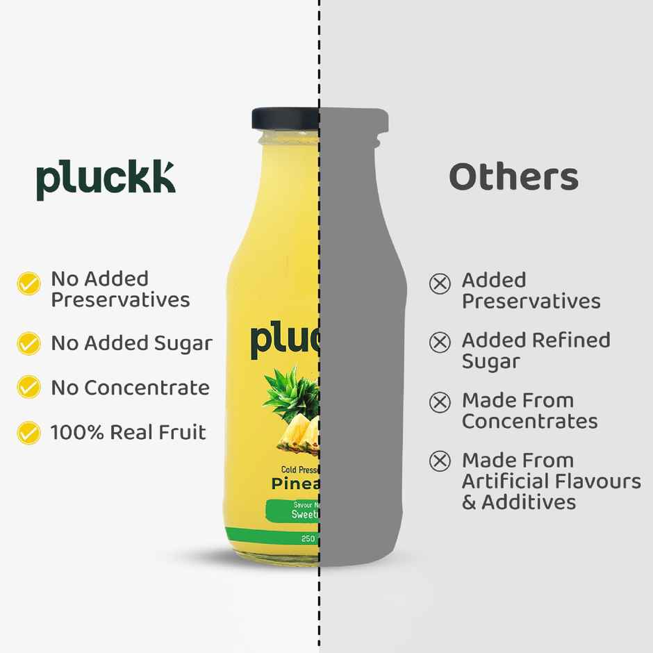 Pluckk Cold Pressed Extracted Pineapple Juice | No Preservatives | No Added Sugar