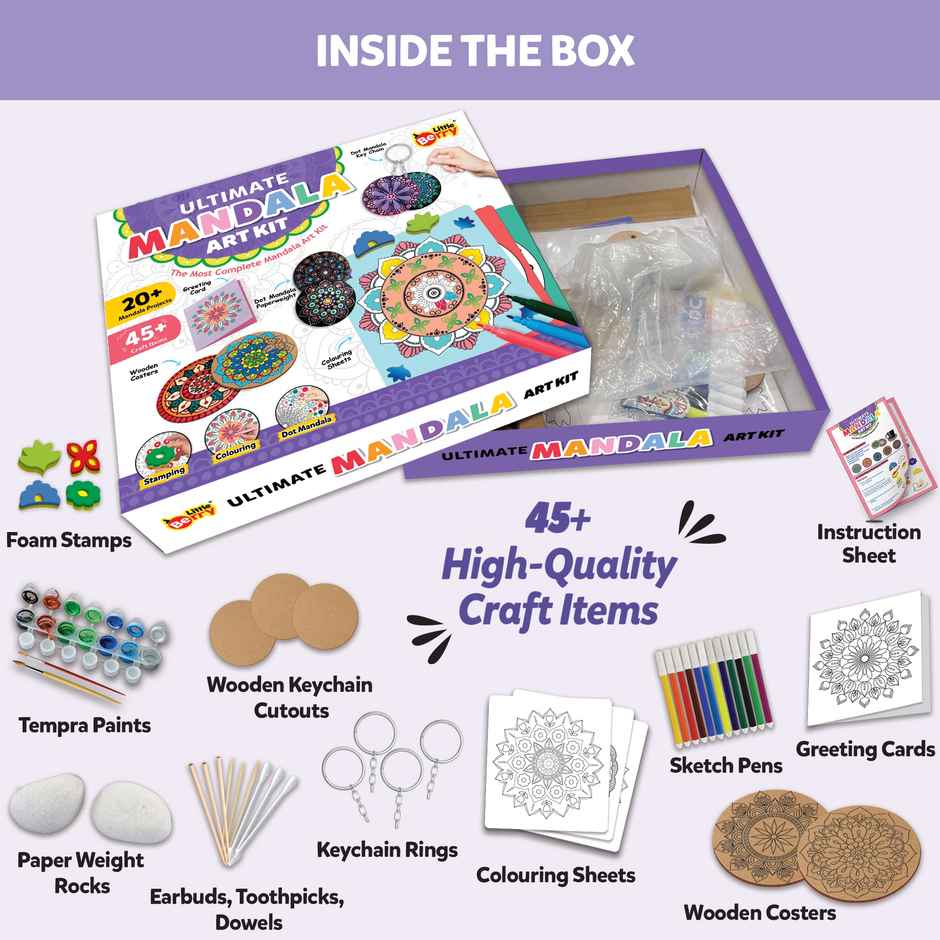 Little Berry Ultimate Mandala Art & Craft Kit For Kids & Adults | Make 20+ Mandala Projects - Lb93