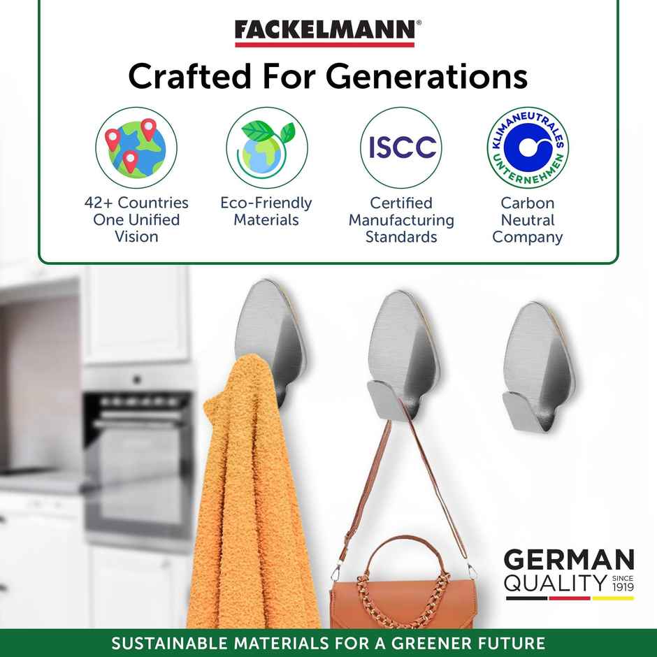 Fackelmann Adhesive Hooks Heavy Duty Wall Hooks Waterproof For Hanging, Bathroom And Kitchen