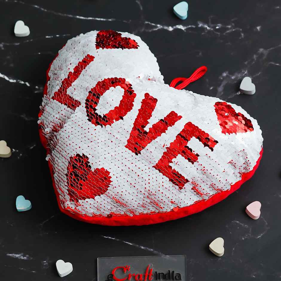 Heart Shape Love Pillow Cushion | Red & White | EcraftIndia