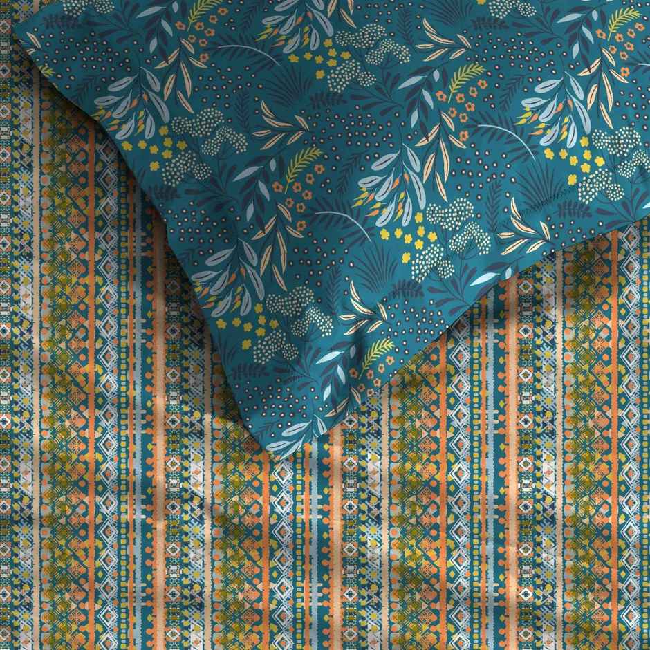 Mytrident Bedsheet Set | Queen Size Double Bed sheet set | 100% Cotton - Midnight Bloom