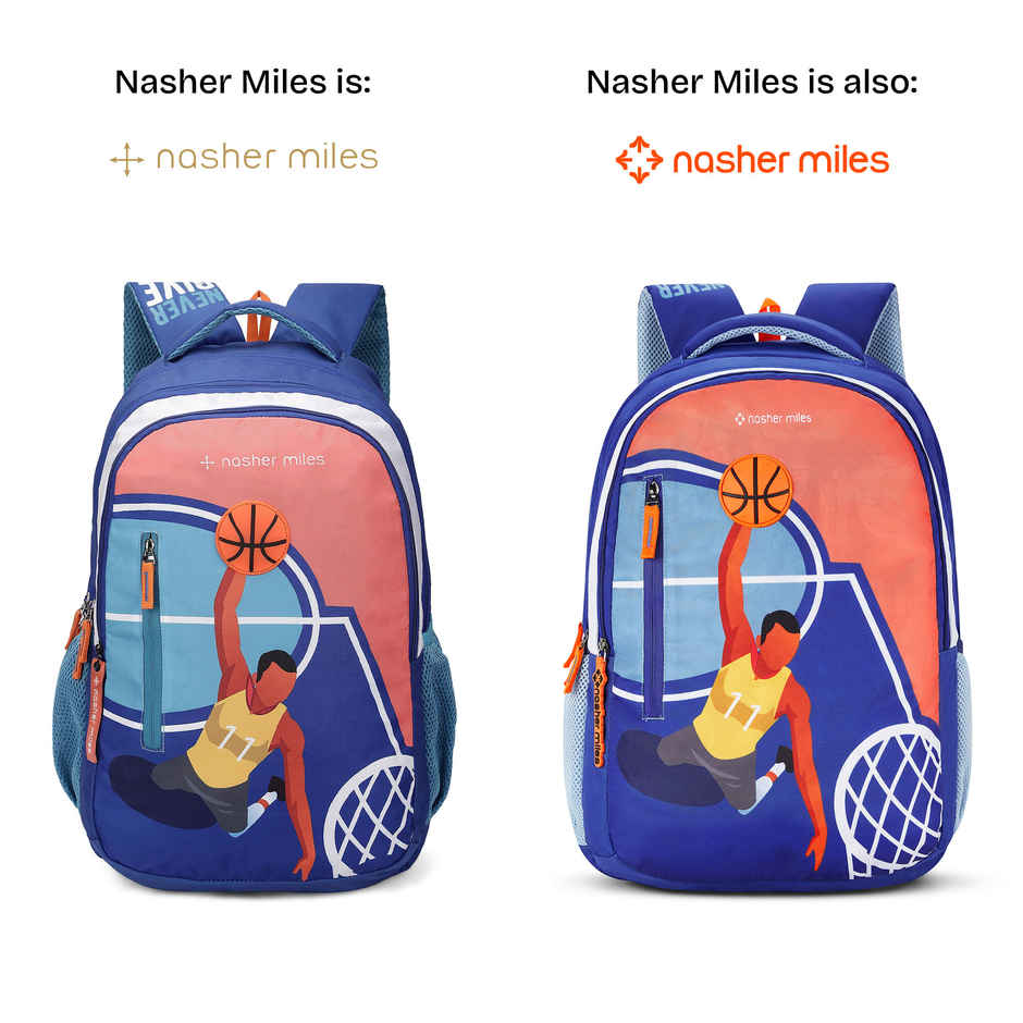 Nasher Miles Basketball Backpack- Unisex-3 Compartment College Bag And School- Blue- 45L