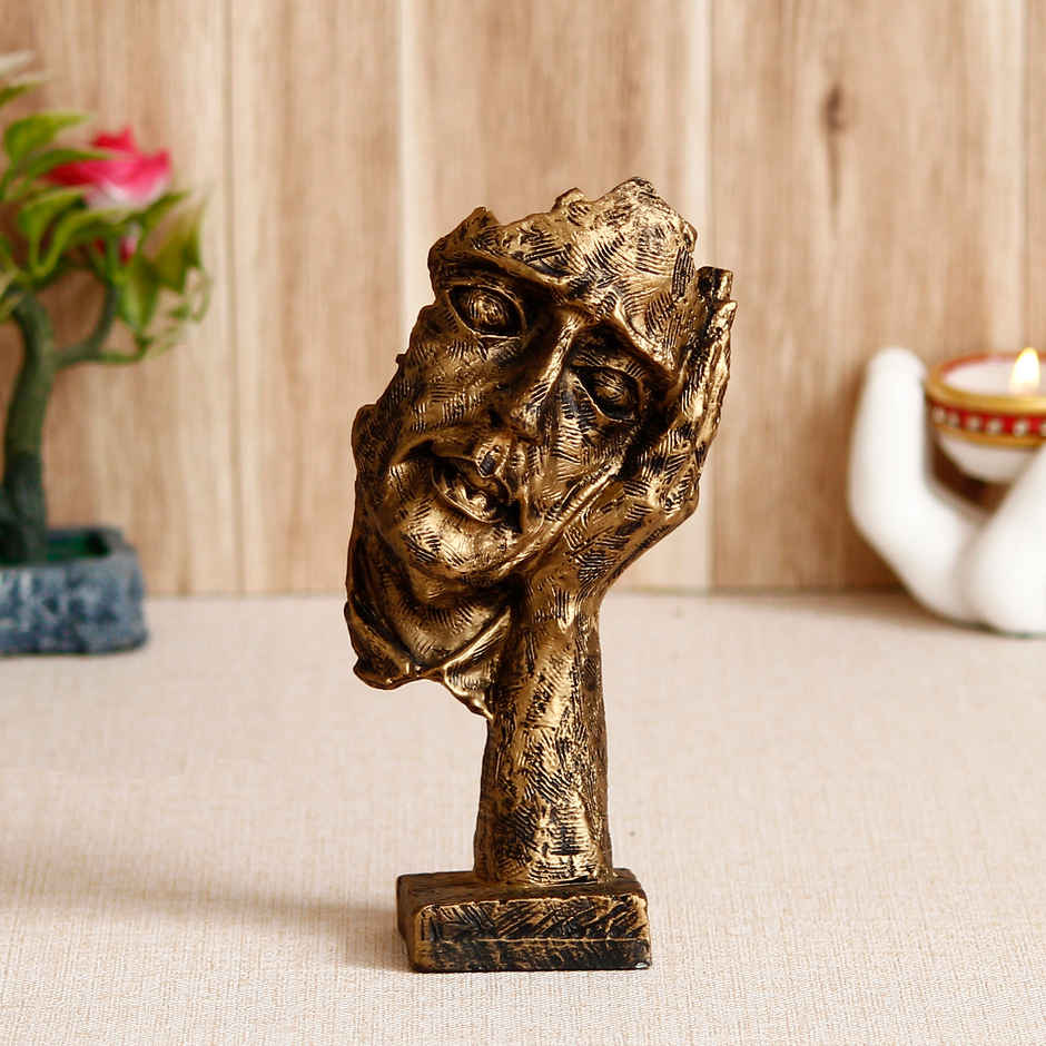 eCraftIndia Antique Finish Thinking Man Face Handcrafted Polyresin Showpiece