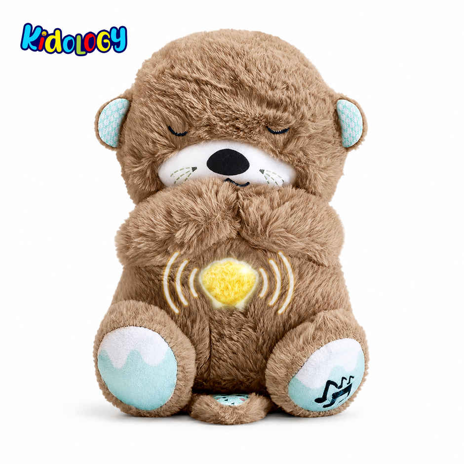 Kidology Breathing Teddy Bear Soft Toy with Music | Gift for Kids Girl | Plush Toy for Kids