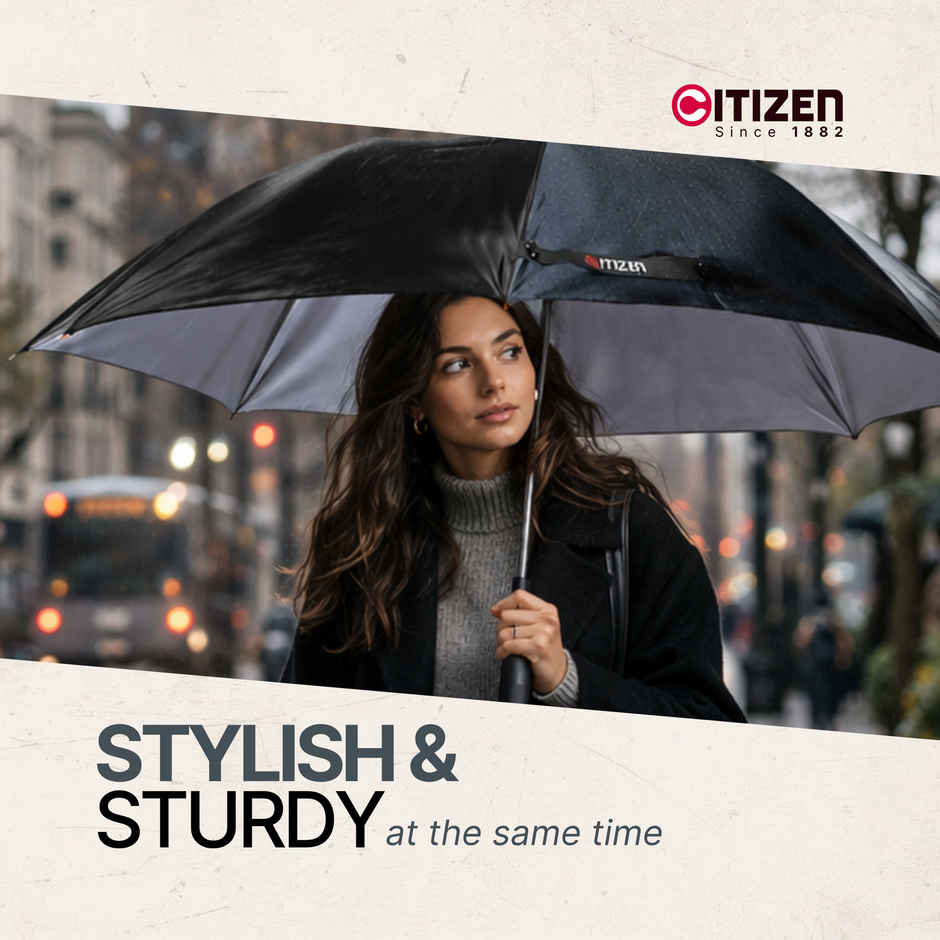 Citizen Black Silver Umbrella | 21 Inch | 2 Folds