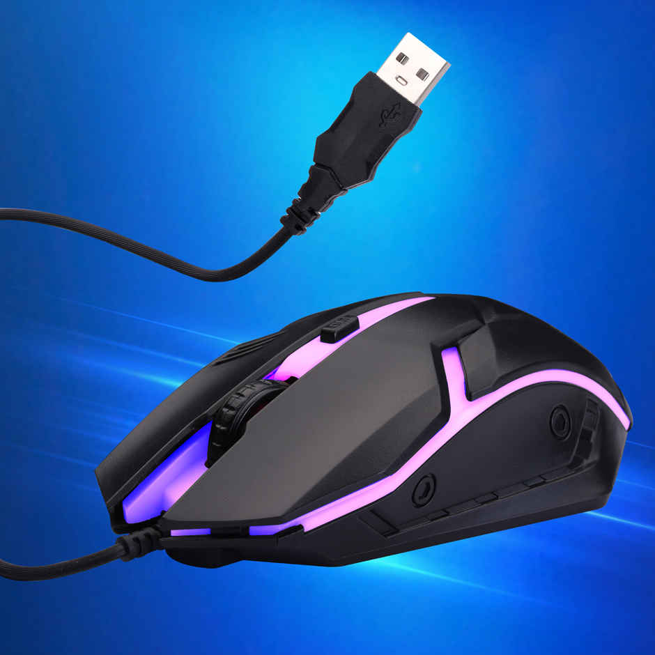 Zebronics Uzi High Precision Wired Gaming Mouse With 4 Buttons | Rainbow Led Lights | Dpi Switch
