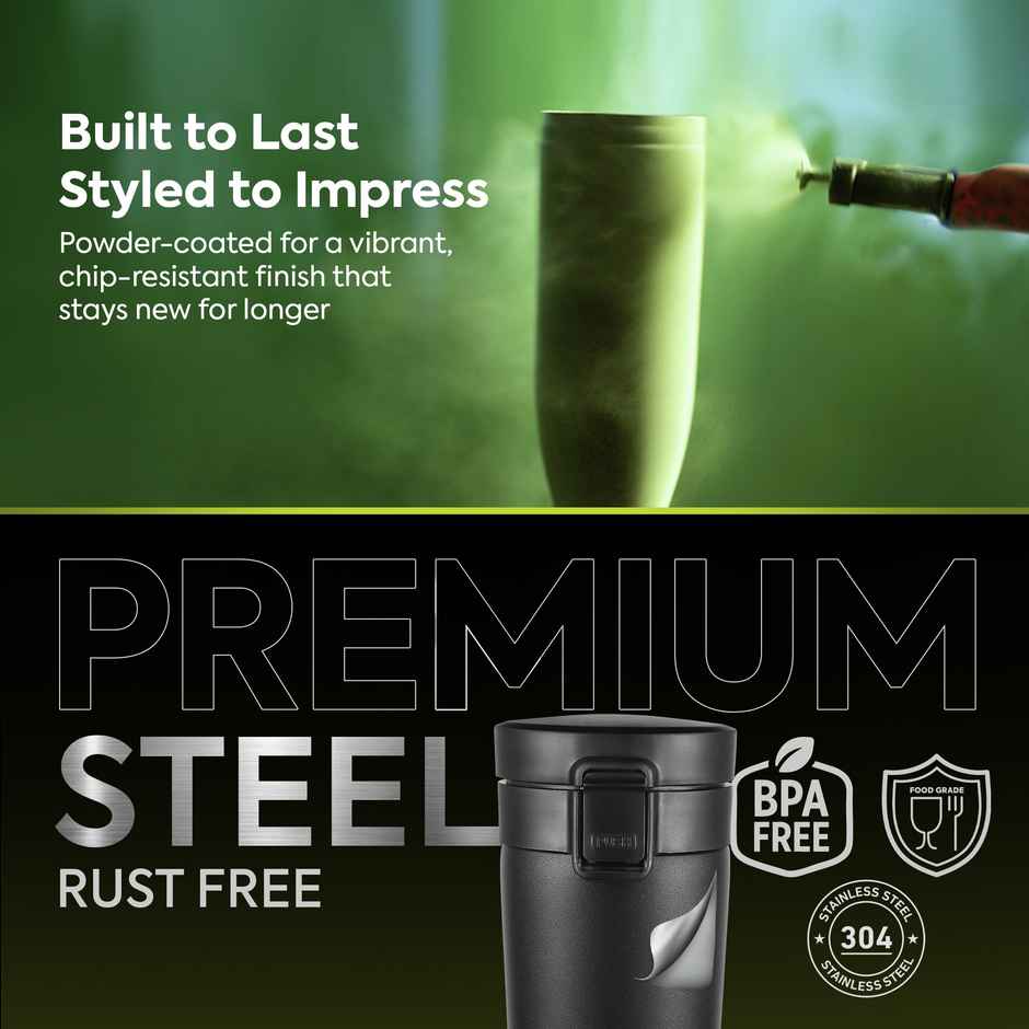 Pexpo Cocoa Pro Stainless Steel Vacuum Insulated Coffee Flask | Knight Black | 260 ml