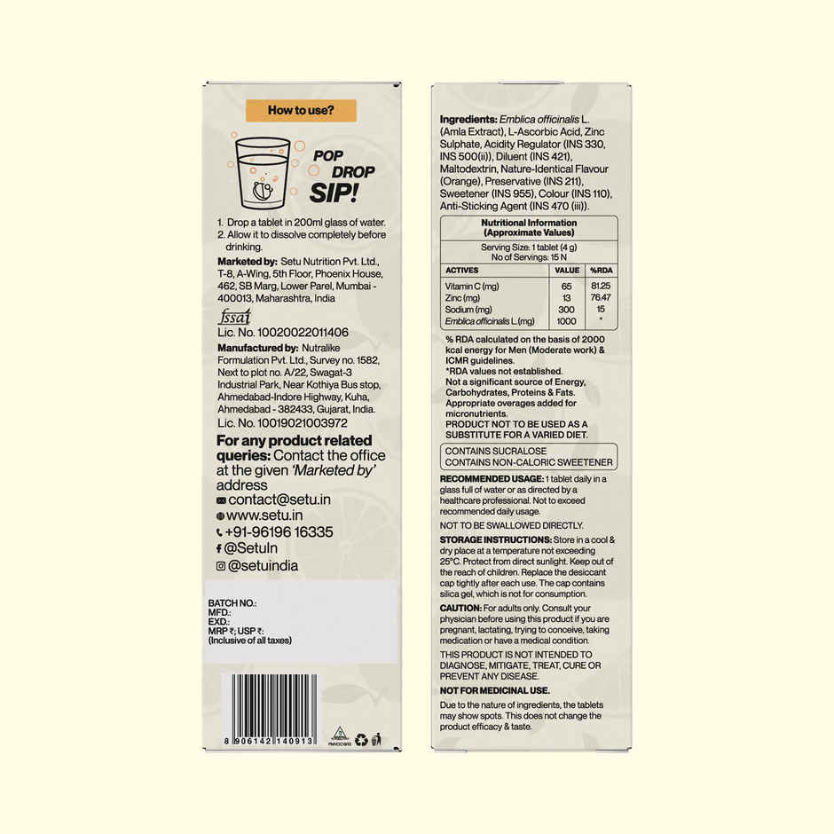Setu Vitamin C Effervescent Tablets for Immuntiy