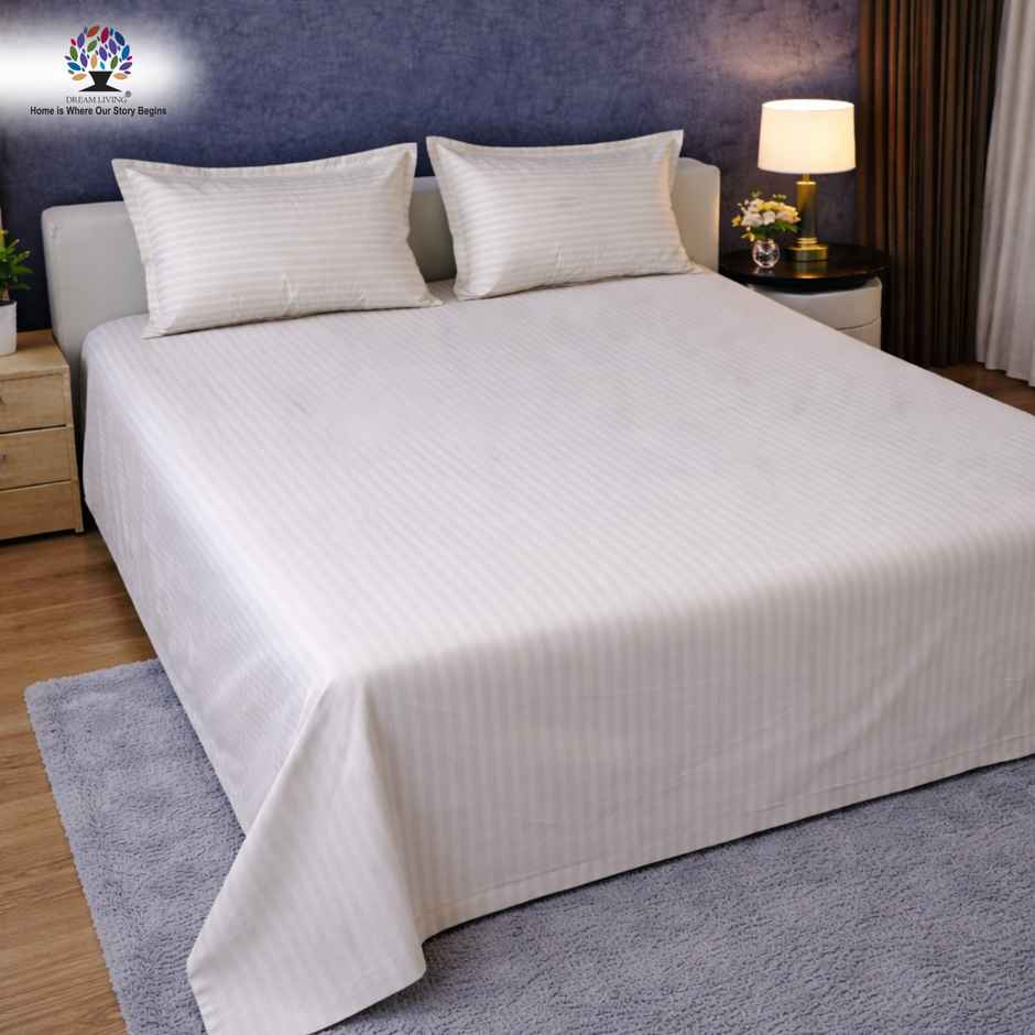 Dream Living Stripe King Bedsheet Set |275 x 275 cm| With 2 Pillow Covers