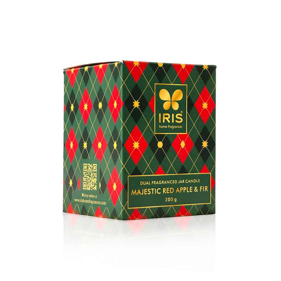 IRIS 2-in-1 Fragranced Jar Candle | Red Apple & Fir | 28 Hours Burn Time | Home Decor