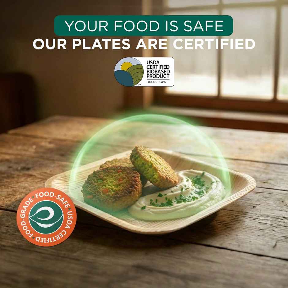 ECO SOUL | Palm Leaf Disposable Plates | 6 Inch | Square | 10 Count