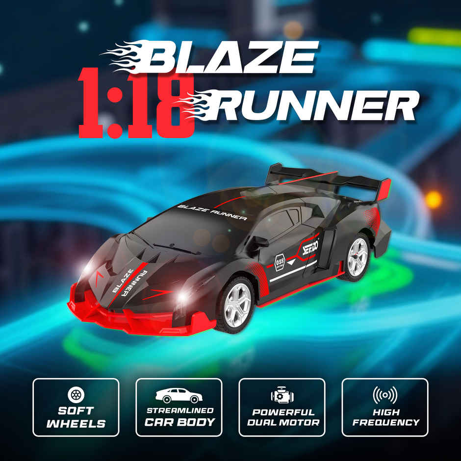 SEEDO Remote Control Car 1:18, 27 MHz, Type-C Rechargeable, Fast Speed Blaze Runner Car | Red