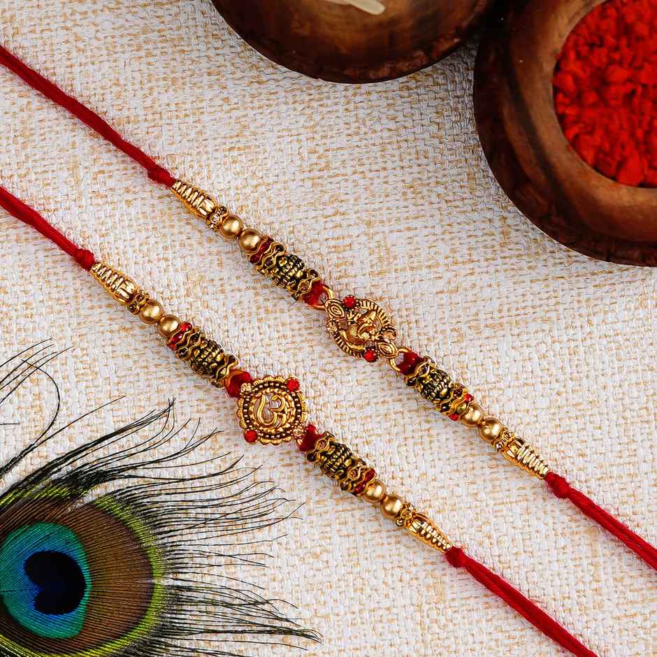 Religious Om Designer Rakhi for Brother with Roli Chawal | Pack of 2 | Ecraftindia