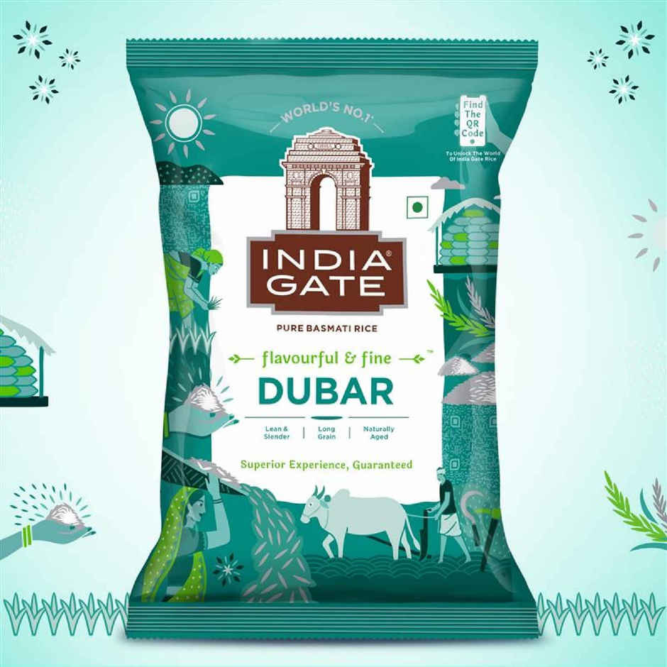 India Gate Flavourful and Fine Dubar Basmati Rice | Long and Slender Grains | Naturally Aged Combo