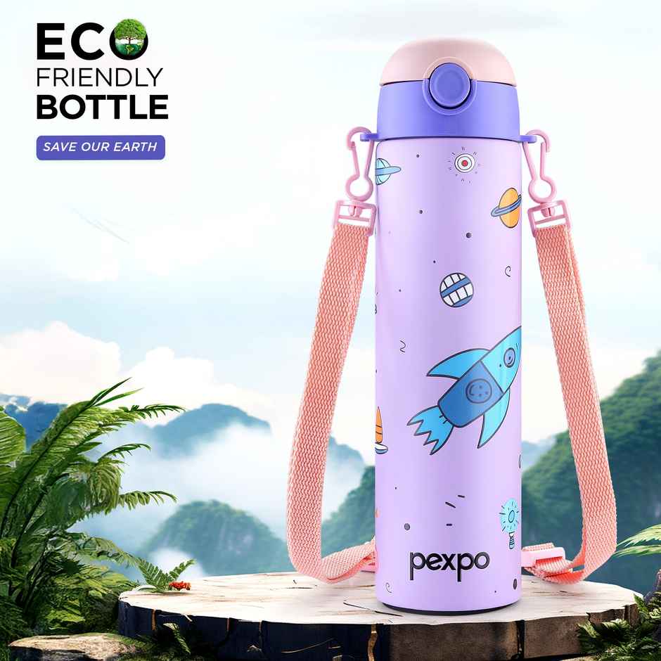 Pexpo Sporty Cute Sipper | Stainless Steel Single Wall Water Bottle for 6+ Years Kids | 700 ml