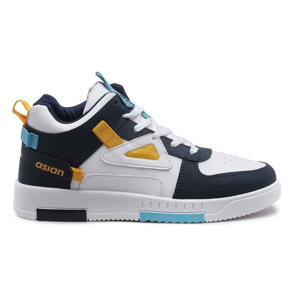 Asian Tarzan-11 Men High Top Sneakers White-Navy (Size-7)