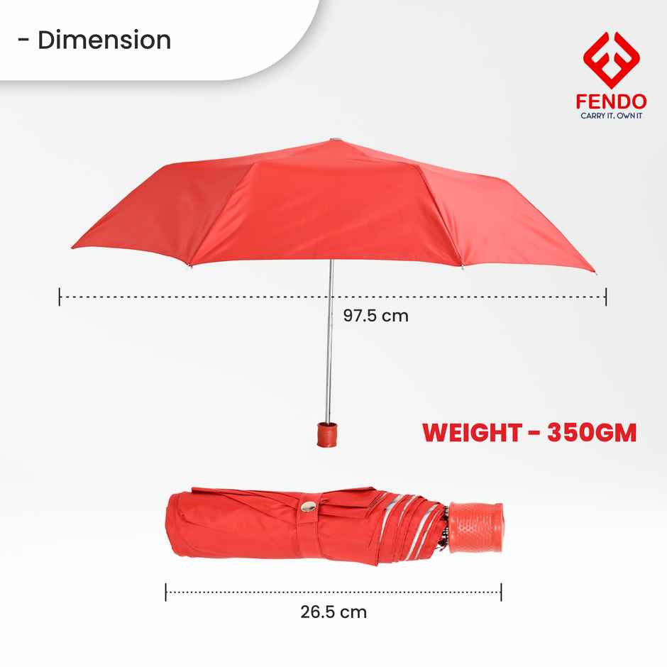 Fendo 3 Fold Hand Open 21.5 inch | Red Umbrella