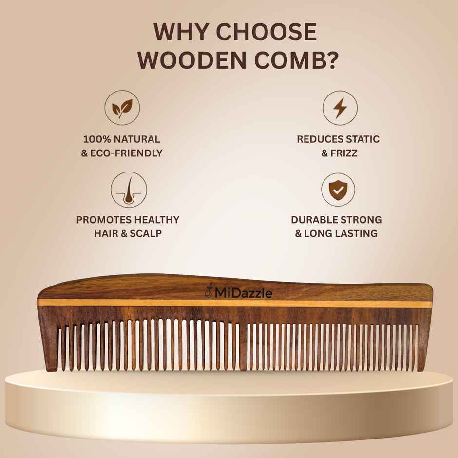 Midazzle Natural Handcrafted Sheesham Rosewood Hair Comb | MIRC2004