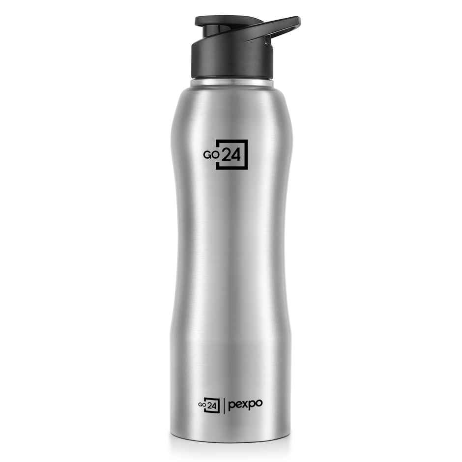 Go24 | Pexpo Bistro 1000 ml Sports And Hiking Stainless Steel Water Bottle (Pack Of 1 Silver Steel)