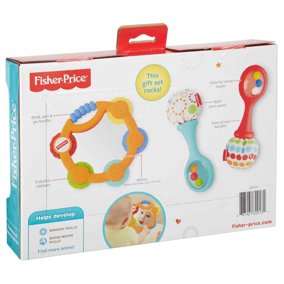 Mattel Games Fisher Price Tambourine And Maracas Gift Set That Offers Shakin Rattlin And Clackin Fun