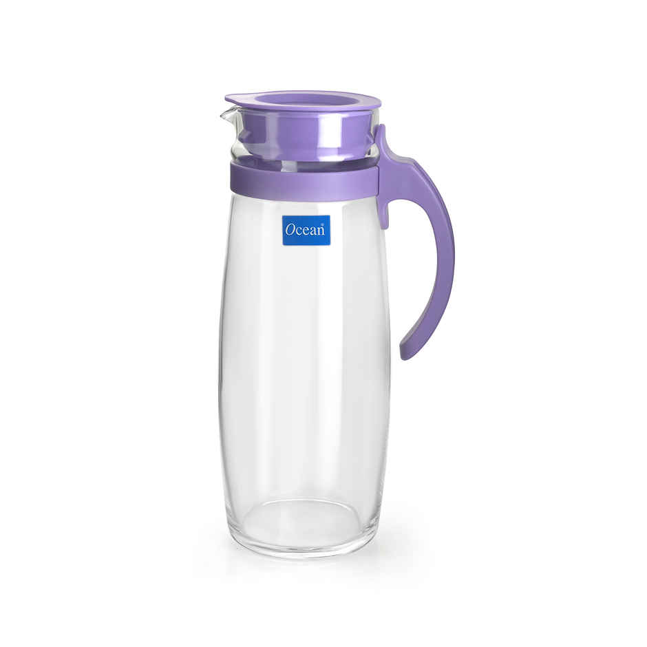 Ocean Divano Pitcher Water Glass Jug | 1.6 L | Transparent | Purple Lid