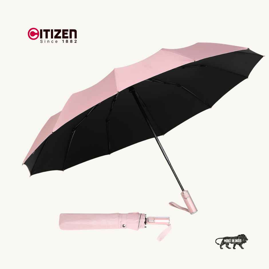 Citizen Auto Open Close Umbrella Glass Handle Baby Pink | 23.5 inch | 3 Fold