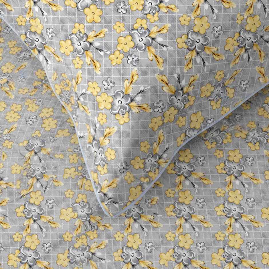 Raymond Home 120 GSM Hazel Floral Double Bedsheet with 2 Pillow Covers Grey