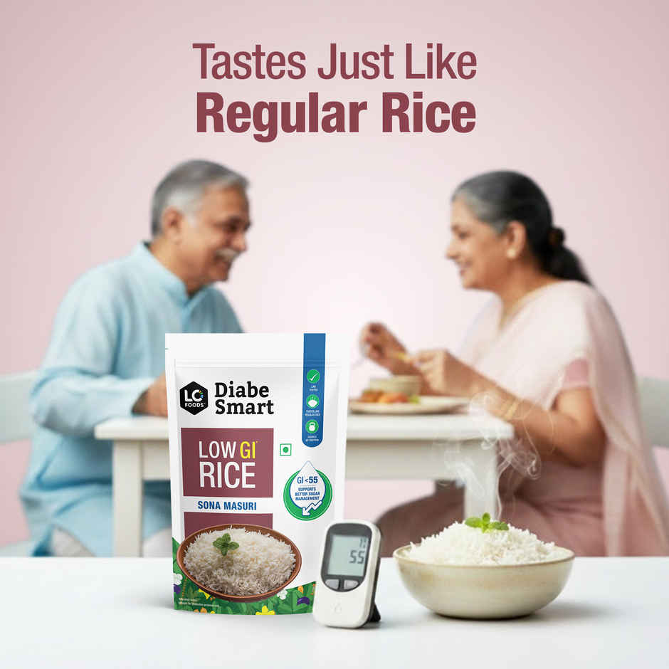 DiabeSmart Low GI Rice - Sona Masoori Diabetic Care White Rice for Sugar Control