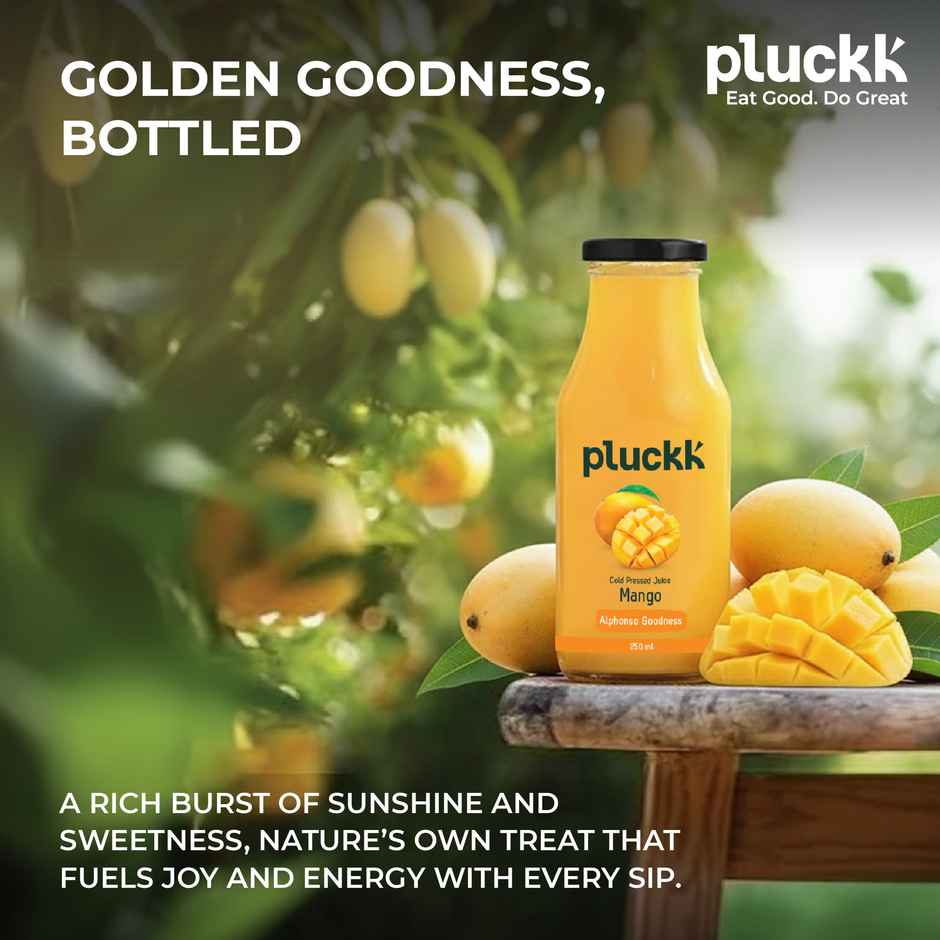Pluckk Cold Pressed Extracted Mango Juice | No Preservatives | No Added Sugar