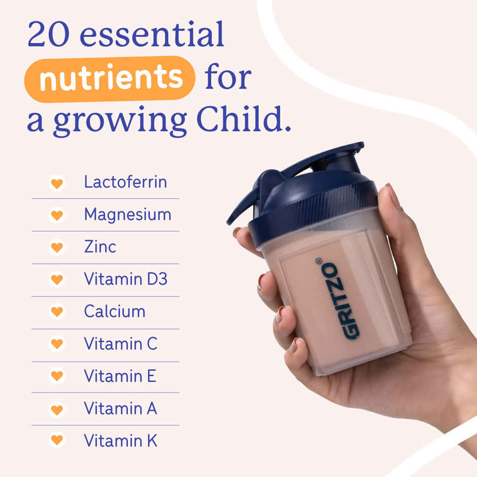 Gritzo Super Milk Growth | Formerly Height+ | 7-12y Boys | 10g Protein Powder