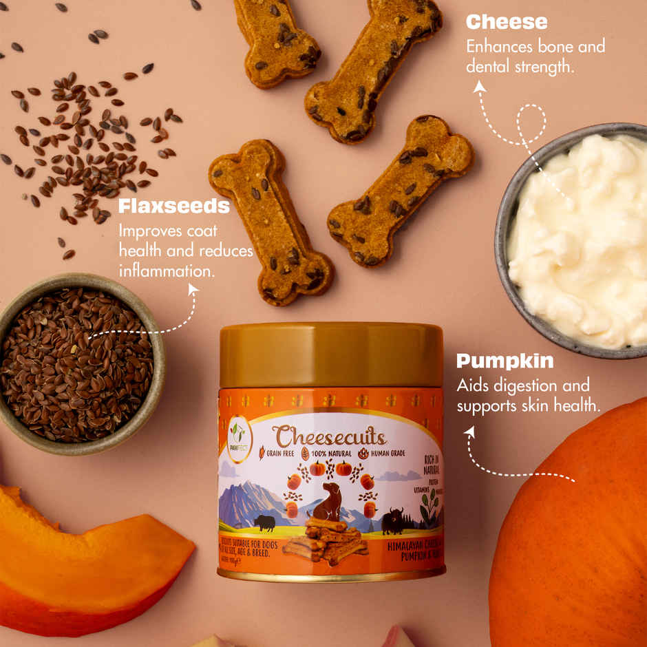Pawfect Cheesecuits Cheese Biscuits with Pumpkin, Flaxseeds & Eggs Dog Training Treats