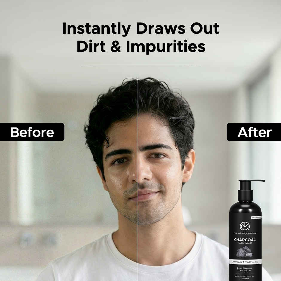 The Man Company Charcoal Face Wash with Niacinamide | Deep Cleanse & Oil Control