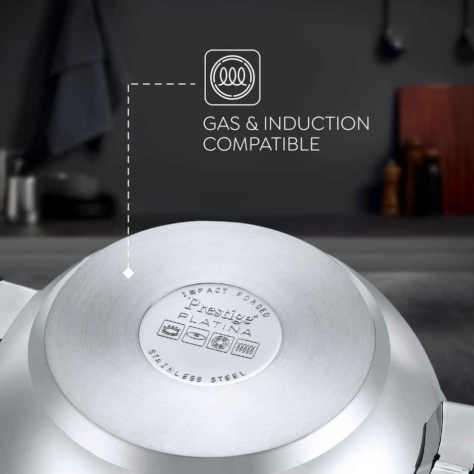 Prestige BYK Platina Stainless Steel Cookware Set | Fry Pan 22cm | Sauce Pan 16cm | Kadai 22cm