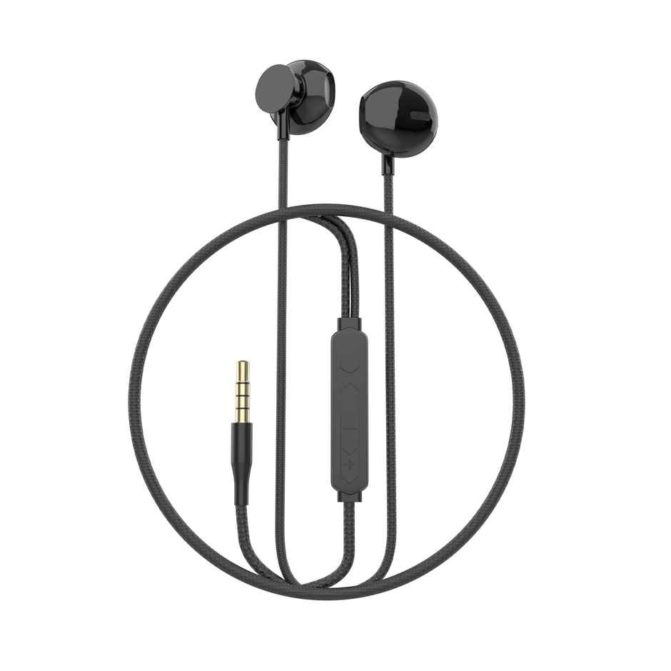Aroma HF507 - 3.5mm Jack Clear Hi-Fi Sound With Volume Control Wired Earphone | Black