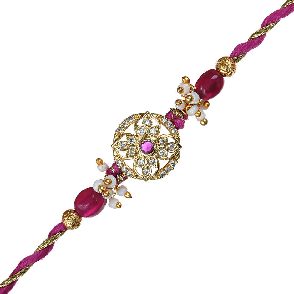 Rakhi for Brother | Beautiful Flower Designer | Floral | Includes Roli Chawal | Pack of 1 | Ecraftindia