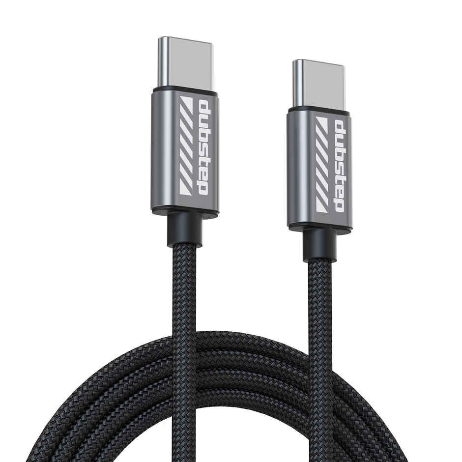 Dubstep Blaze Flash 65W Type-C to Type-C Nylon braided 1.25m Data Fast Charging Cable (Compatible with Mobile, Tablet, Laptop,One Cable) - Grey