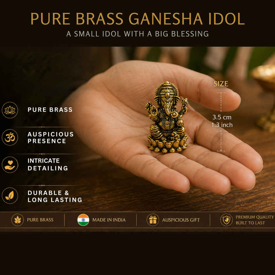 Pure Brass Ganesha Idol | Estoria Collective