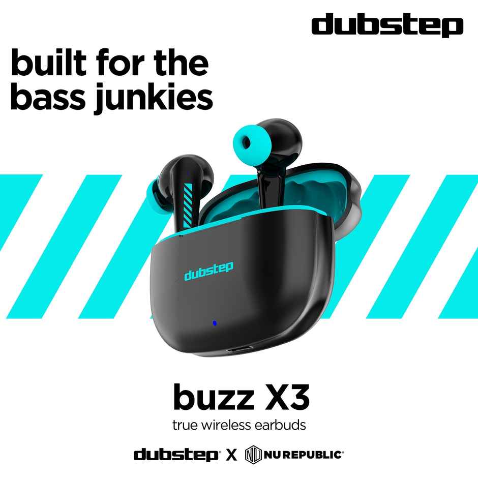 Dubstep Buzz X3 with 42 Hrs Playtime True Wireless TWS Earbuds (Black/Blue)